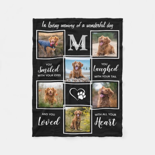 Pet Memorial Elegante Personalisiert 6 FotoCollage Fleecedecke (Vorderseite)