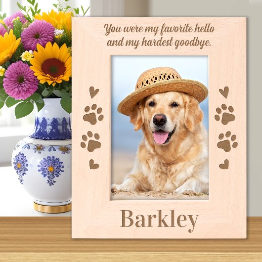 Pet Memorial Favorit Hallo Custom Wooden Picture Geätzte Rahmen