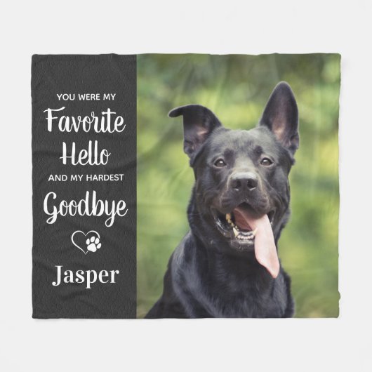 Pet Memorial Favorit Hallo Hardest Goodbye Dog Fleecedecke (Vorderseite (Horizontal))