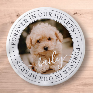 Pet Memorial Forever Hört Elegantes Chic Foto Button