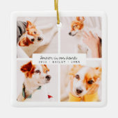 Pet Memorial Forever In Our Hearts Elegant Photos Keramikornament (Vorderseite)
