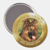 Pet Memorial FOREVER IN UNSEREM HERZEN Foto Gold Magnet (Vorderseite/Rückseite)