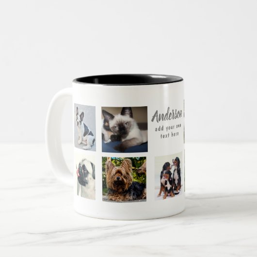 Pet Memorial FOTO COLLAGE Geschenk - TEXT hinzufüg Zweifarbige Tasse (Vorderseite Links)