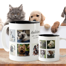 Pet Memorial FOTO COLLAGE Geschenk - TEXT hinzufüg Zweifarbige Tasse