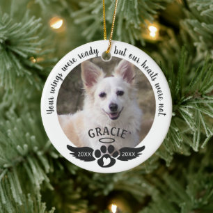 Pet Memorial Foto Pawprint Herz Custom Colors Keramik Ornament