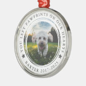 Pet Memorial Foto Pawprints auf unseren Herzen Ornament Aus Metall (Links)