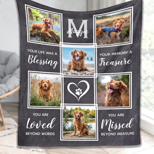 Pet Memorial Geschenk Pet Loss Custom 6 Foto Colla Fleecedecke