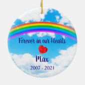 Pet Memorial Hund Einfaches Foto Rainbow Bridge Keramik Ornament (Hinten)