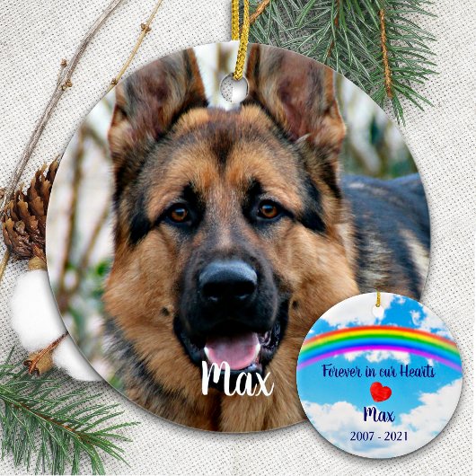 Pet Memorial Hund Einfaches Foto Rainbow Bridge Keramik Ornament