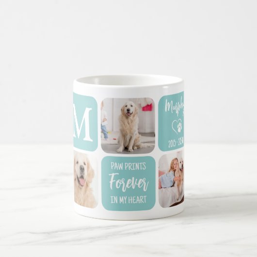 Pet Memorial Hund Loss Moderne Pastel FotoCollage Kaffeetasse (Mittel)
