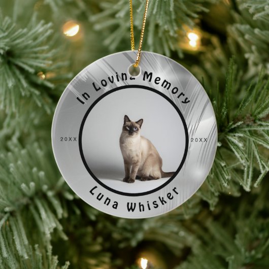 Pet Memorial In Loving Memory Cat Photo Tribute Keramik Ornament (Baum)
