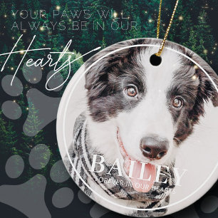 Pet Memorial Keepsake Forever In Our Hearts Photo Keramik Ornament