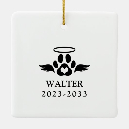 Pet Memorial Loved Beyond Words Keepake Dog Foto Keramikornament (Rückseite)