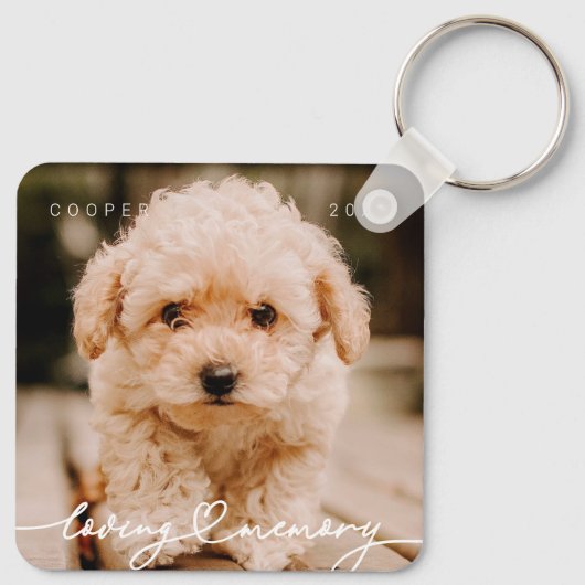 Pet Memorial Loving Memory Simple Modern Photo Schlüsselanhänger (Rückseite)