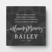 Pet Memorial Moderne Elegante einfache, schicke Pf Fotoplatte (Vorderseite)