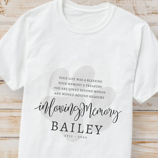 Pet Memorial Moderne Elegante einfache und schicke T-Shirt