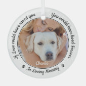 Pet Memorial Modernes Beileid Keepake Dog Foto Ornament Aus Glas (Vorderseite)