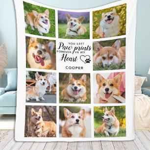Pet Memorial Paw druckt Personalisierte FotoCollag Fleecedecke