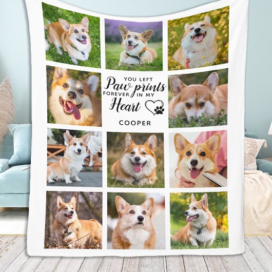 Pet Memorial Paw druckt Personalisierte FotoCollag Fleecedecke