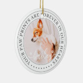 Pet Memorial Paw Prints Hearts Elegantes Chic Foto Keramik Ornament (Rechts)