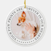 Pet Memorial Paw Prints Hearts Elegantes Chic Foto Keramik Ornament (Hinten)