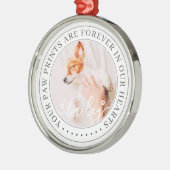 Pet Memorial Paw Prints Hearts Elegantes Chic Foto Ornament Aus Metall (Links)