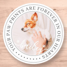 Pet Memorial Paw Prints Hearts Elegantes Chic Foto