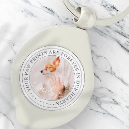 Pet Memorial Paw Prints Hearts Elegantes Chic Foto Schlüsselanhänger