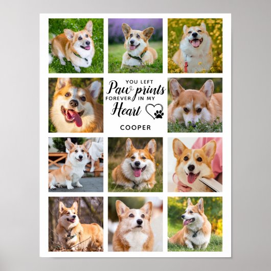 Pet Memorial Paw Prints Personalisiert 11 Foto Poster (Vorne)