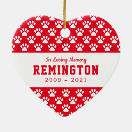 Pet Memorial Paws Bright Red Full Foto Keramik Ornament