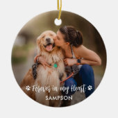 Pet Memorial Personalisiert 2 Foto Paw Prints Keramik Ornament (Vorne)