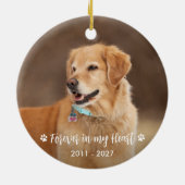 Pet Memorial Personalisiert 2 Foto Paw Prints Keramik Ornament (Hinten)