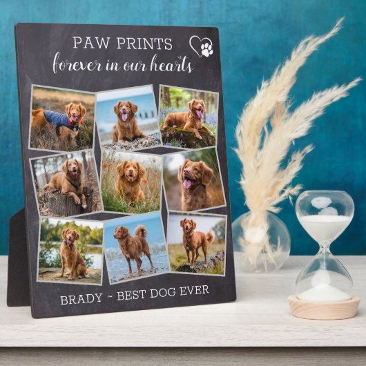 Pet Memorial Personalisiert Paw Prints Dog Foto Fotoplatte (Seite)