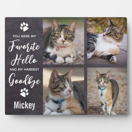 Pet Memorial Pet Loss Geschenk Katze Foto Collage Fotoplatte (Vorderseite)