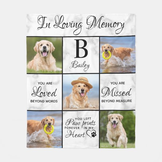 Pet Memorial Pet Loss Keepake Einzigartiges 5-Hund Fleecedecke (Vorderseite)