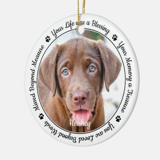 Pet Memorial Pet Loss Keepake Geschenk Hund Foto Keramik Ornament (Links)