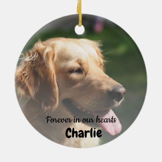 Pet Memorial Pet Loss Keepake Geschenk Hund Foto Keramik Ornament (Hinten)