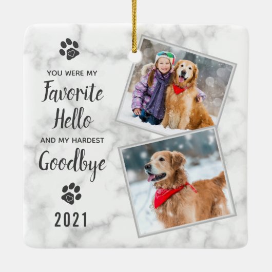 Pet Memorial Pet Loss Keepake Hund Foto Keramikornament (Rückseite)