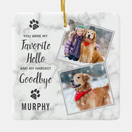 Pet Memorial Pet Loss Keepake Hund Foto Keramikornament (Vorderseite)