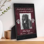 PET Memorial Red Black Marble Effect Silver Paws Fotoplatte