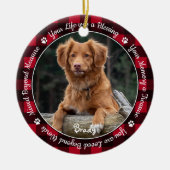 Pet Memorial Red Buffalo Kariert Keepake Dog Foto Keramik Ornament (Vorne)