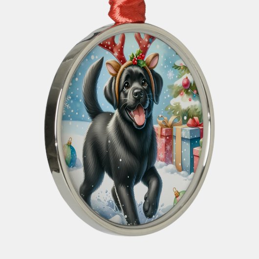 Pet Memorial Red Buffalo Kariert Keepake Dog Foto Silbernes Ornament (Rechts)