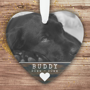 Pet Memorial Rustic Wood Heart Keepake Foto Ornament