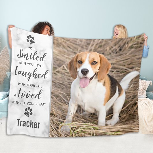 Pet Memorial Smiled Laughed Love Custom Foto Dog Fleecedecke