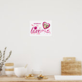 Pet Memorial Souvenir Pink Heart Paw "I Liebe You" Poster (Küche)