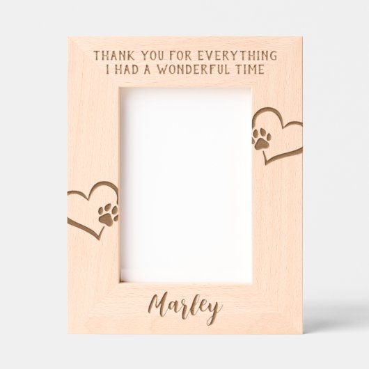 Pet Memorial Vielen Dank Geätzte Rahmen (Vorderseite)