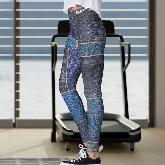 Pet Mom moderne falsche Denim-Patchwork-Jeans mit Leggings