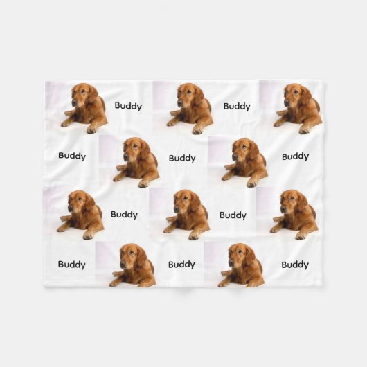 Pet Name And Photo Editable Fleece Blanket (Vorderseite (Horizontal))