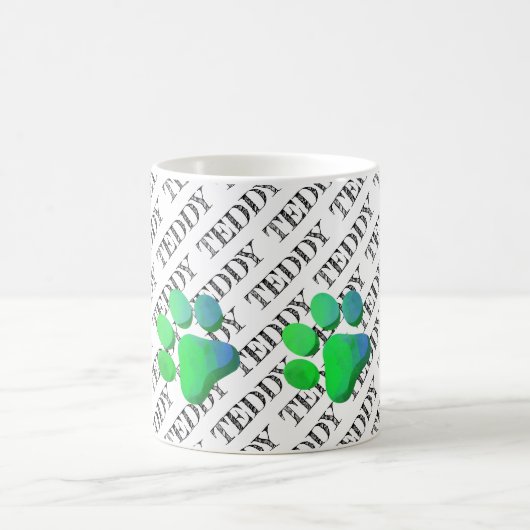 PET NAME Muster farbenfrohe Paw Prints Modern Fun Verwandlungstasse (Mittel)