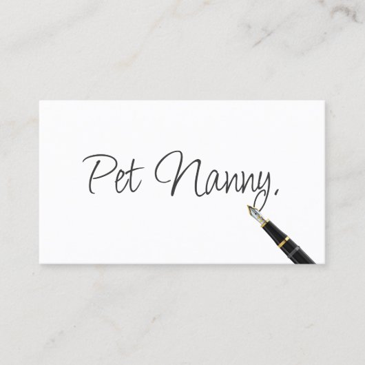 Pet Nanny Elegant Handwriting Script Visitenkarte (Vorderseite)
